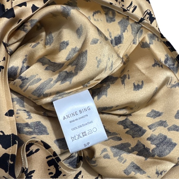 Anine Bing • Bar Silk Bias Cut Midi Skirt Leo Geometric Animal Print S - Picture 7 of 8